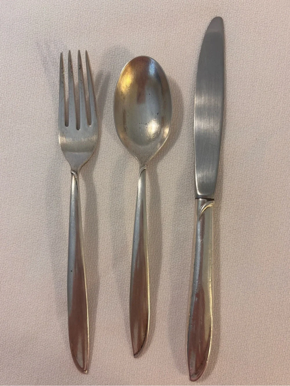 International Sterling RHYTHM 3 Pc YOUTH Set Knife Fork Spoon Mid Century